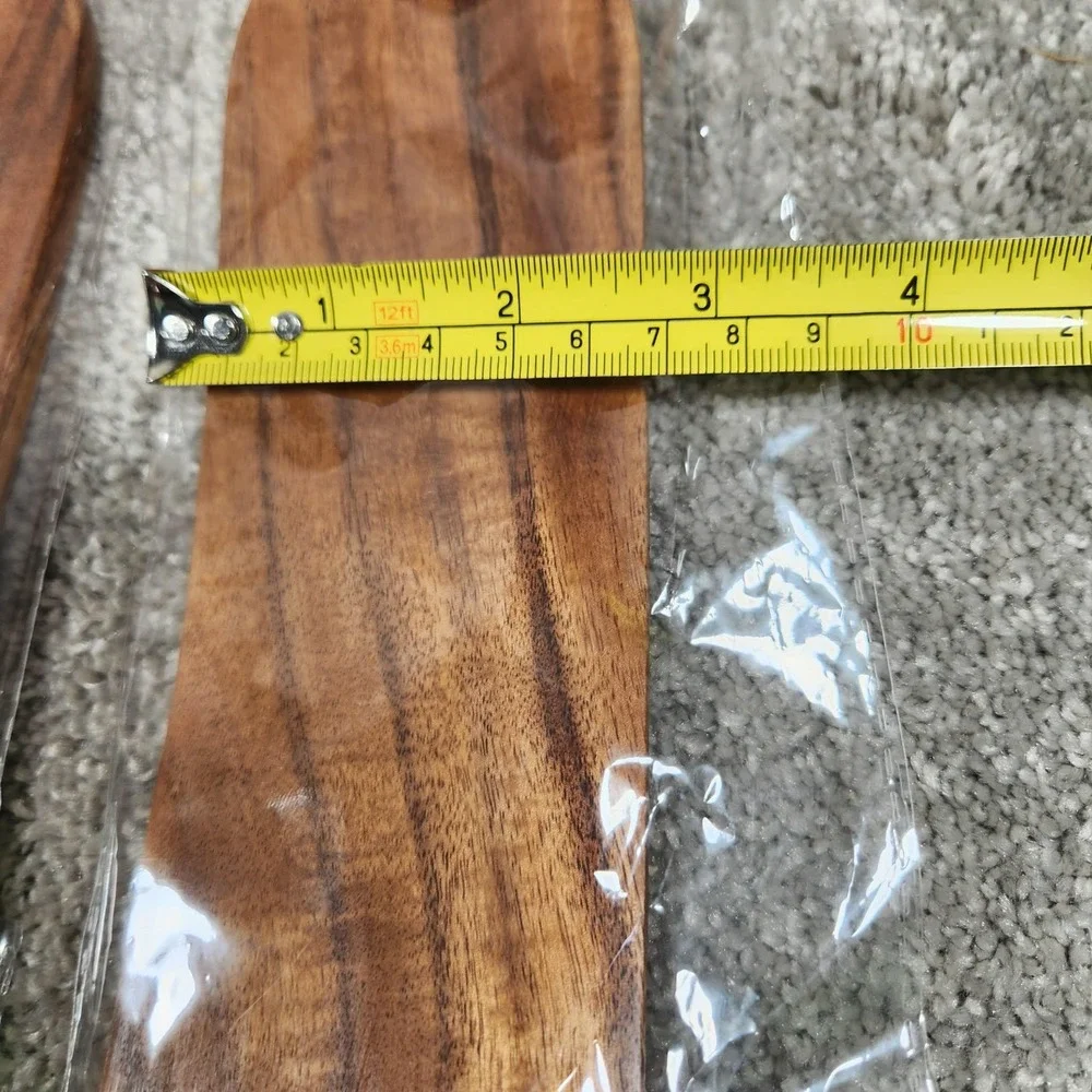 Wooden Salad‎ Server Set Brown Slotted and Solid Paddles